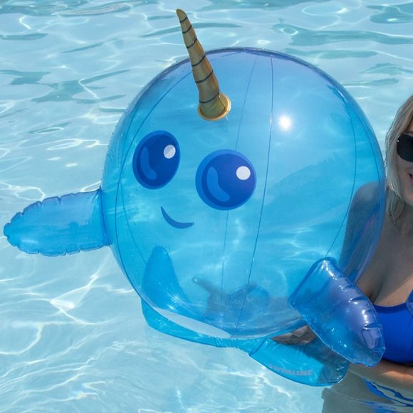 COPY - COPY - Swimline Narwhal Beach Ball Swimming Pool Float - Picture 1 of 6